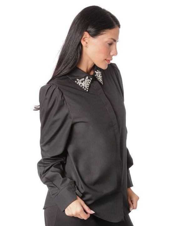 Black Shirt with Decorative Stones