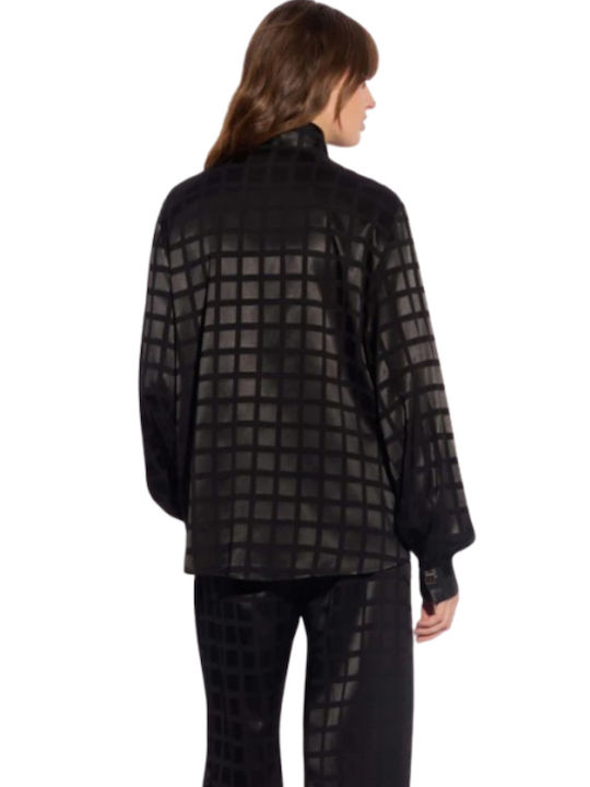 kocca Women's Checked Long Sleeve Shirt Nero