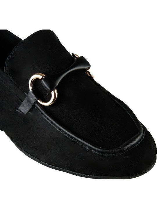Schwarze Wildleder-Loafer Dekorativ