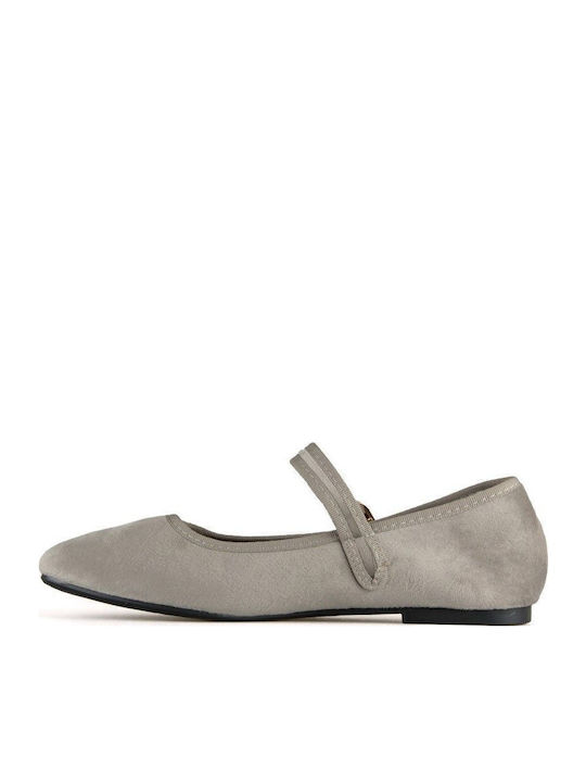 Graue Wildleder-Ballerina mit Riemen