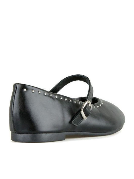Schwarze Mary Jane Riemchen-Ballerina