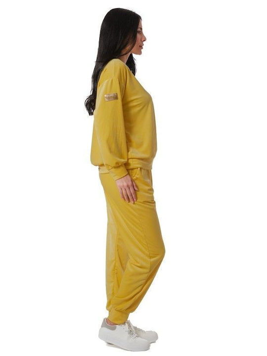 Yellow Velour Tracksuit Set