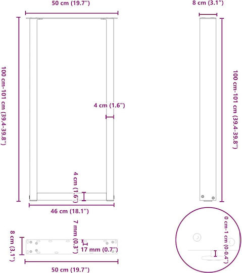 Vidaxl Coffee Table Legs U-Shaped 2 Pcs White 50x 100-101 Cm White