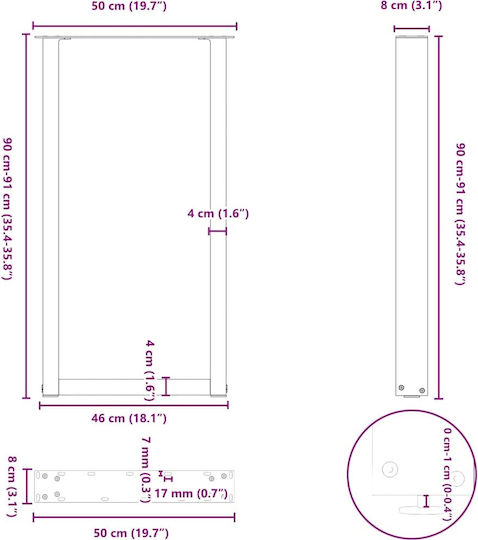 Vidaxl Couchtischbeine U-Form 2 Stk. Anthrazit 50 x 90-91 cm Anthrazit
