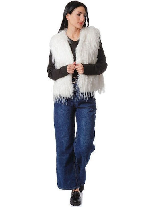 Women's Sleeveless Short Fur White