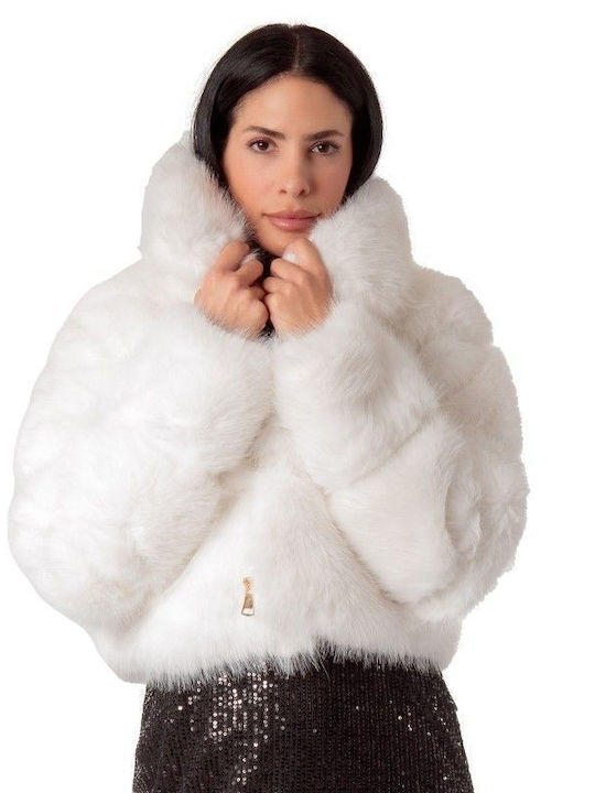 Дамска кожухарка White fur-23-0245 (wht)