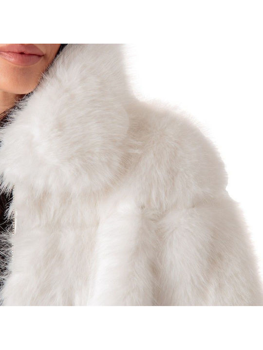 Дамска кожухарка White fur-23-0245 (wht)