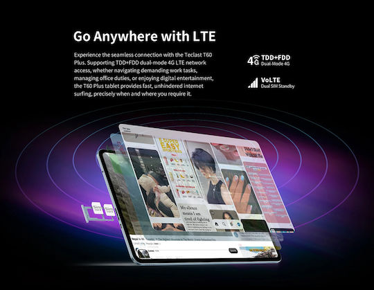 Teclast T60 Plus 4G 12" Tablet (6GB/128GB) Μπλε