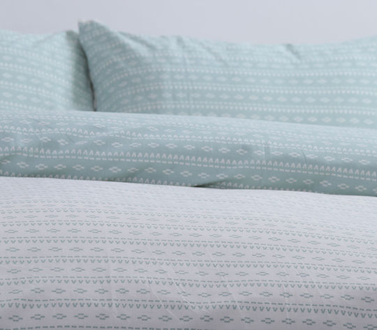 Nef-Nef Homeware Σετ Παπλωματοθήκη Βαμβακερή Υπέρδιπλη με 2 Μαξιλαροθήκες 240x230cm Barsol Green