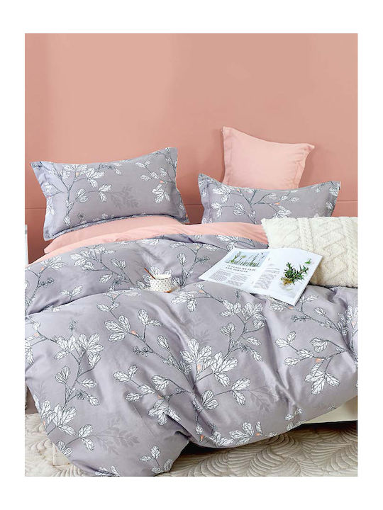 Palamaiki Duvet Cover Set Cotton Satin Queen with 2 Pillowcases 230x250 Satin Days Gray