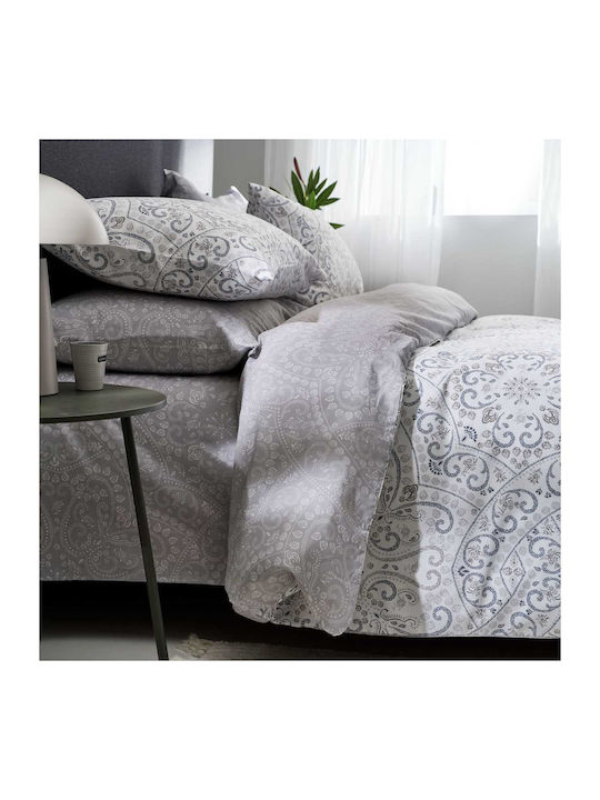 Vesta Home Duvet Cover Set Cotton Queen with 2 Pillowcases 230x240 Batic 1 Grey