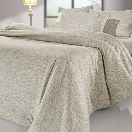 Guy Laroche Mira Baumwolle Bettbezug Set 225x245cm Übergröße mit 2 Kissenbezügen Cement