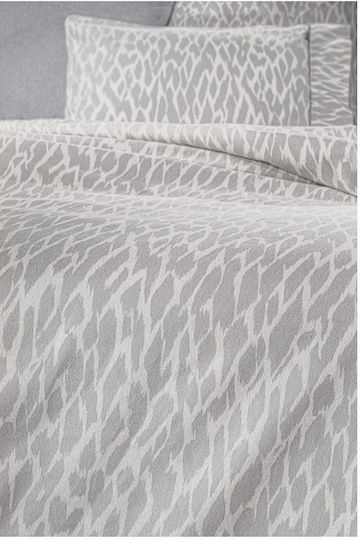 Guy Laroche Magma Baumwolle Bettbezug Set 225x245cm Übergröße mit 2 Kissenbezügen Silver