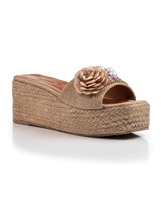 Boxer Women's Leather Platform Espadrilles Beige