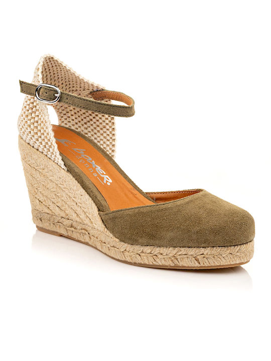 Boxer Women's Leather Platform Espadrilles Green