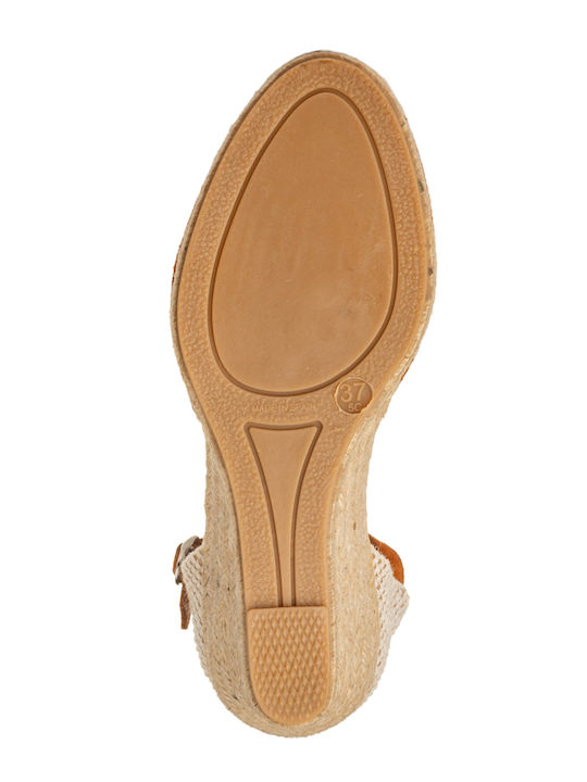 Women's Leather Platform Espadrilles Tabac Brown