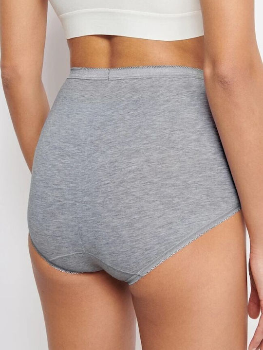 Sloggi Basic Памучно Висока талия Дамско Slip с дантела Grey - Light Grey