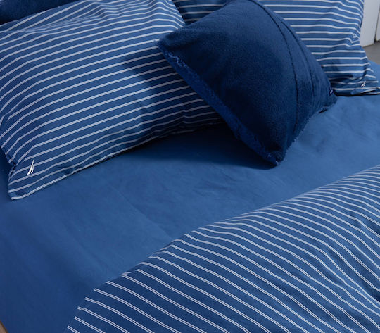 Nef-Nef Homeware Σετ Παπλωματοθήκη Βαμβακερή Υπέρδιπλη με 2 Μαξιλαροθήκες 240x220cm Nau Coast Navy