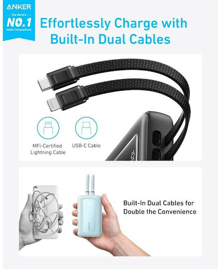 Anker Zolo Power Bank 10000mAh 30W με Θύρα USB-A και Θύρα USB-C Μαύρο