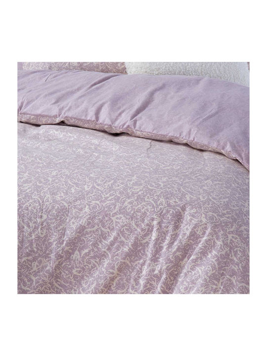 Nef-Nef Homeware Duvet Cover Set Flannel Single with Pillowcase 160x230 Sorial Mauve