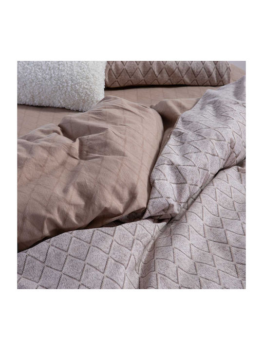 Nef-Nef Homeware Duvet Cover Set Flannel Queen with 2 Pillowcases 240x230 Torredo Beige