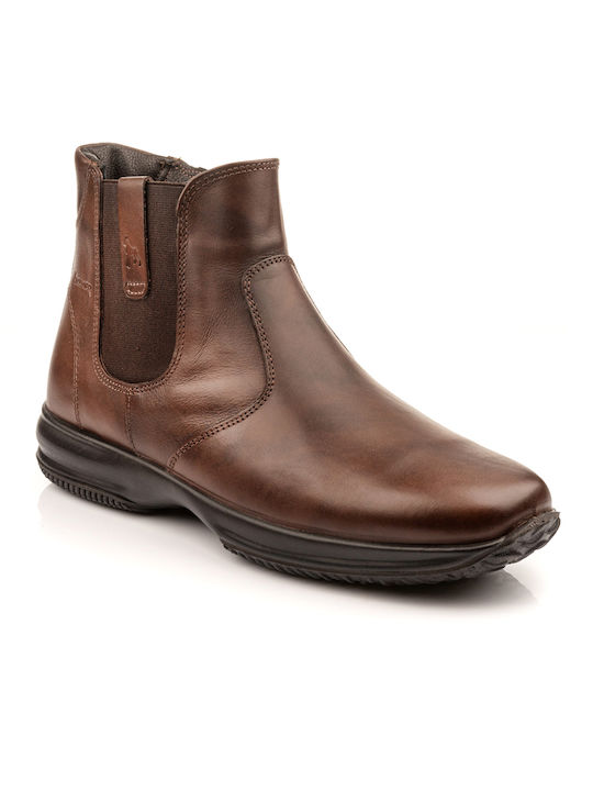 Boxer Leather Brown Men's Boots with Zipper