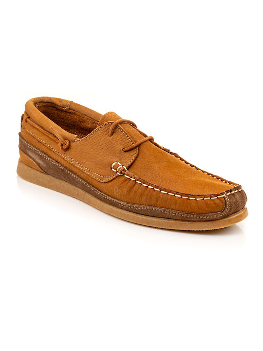 Boxer Men's Leather Boat Shoes Tabac Brown