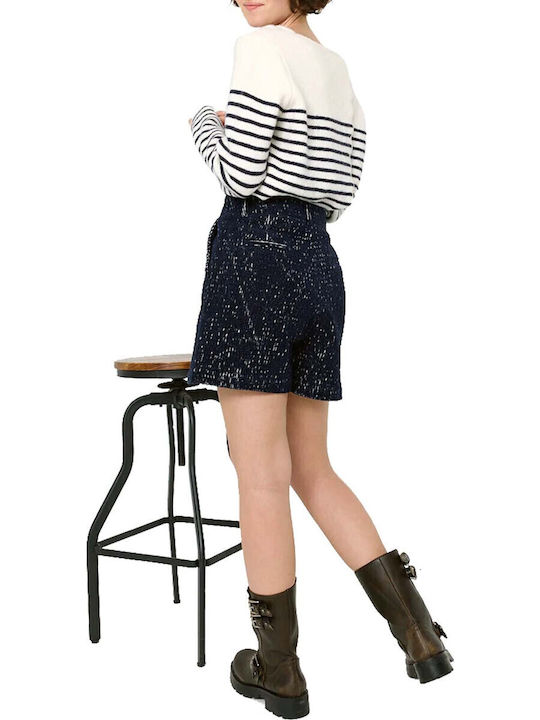 Art Love Damen-Hohe Taille Shorts Blau