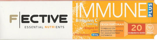 Ambitas Fective Immune Plus Multivitamin for Immune System Boost, Skin & Antioxidant Action 1000mg Orange 20 eff. tabs