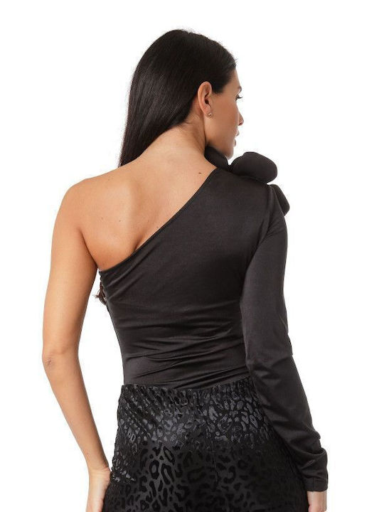 One Shoulder Bodysuit Black