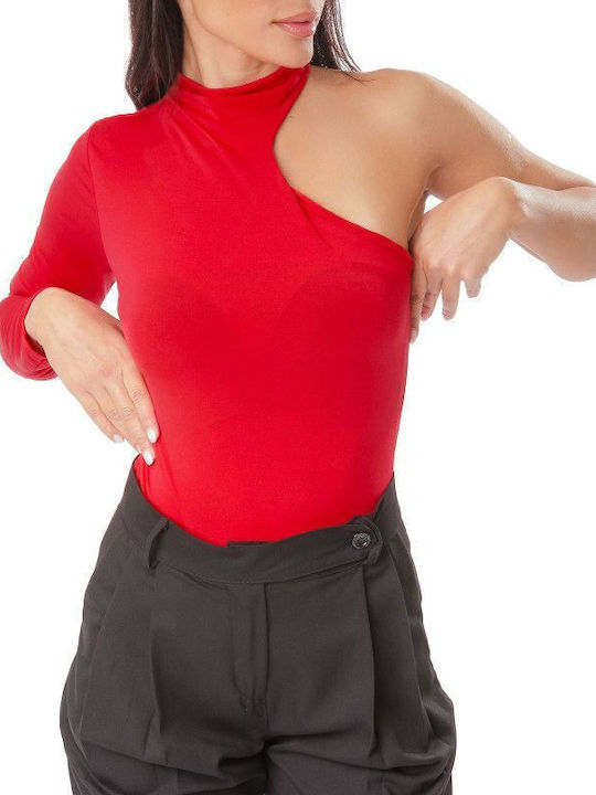 One Shoulder Bodysuit Red