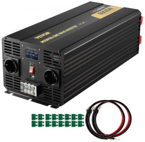 Vevor Inverter Αυτοκινήτου Τροποποιημένου Ημιτόνου 6000W για Μετατροπή 12V DC σε 230V AC