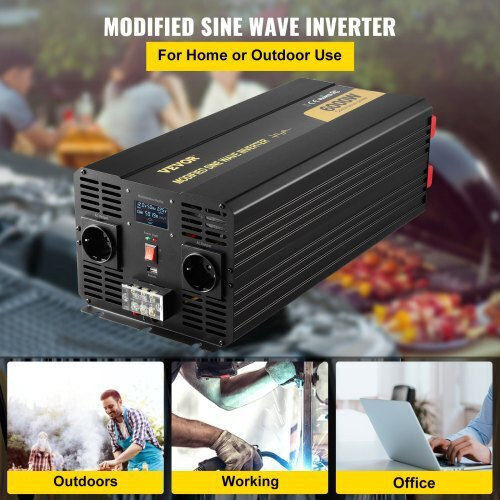 Vevor Inverter Αυτοκινήτου Τροποποιημένου Ημιτόνου 6000W για Μετατροπή 12V DC σε 230V AC