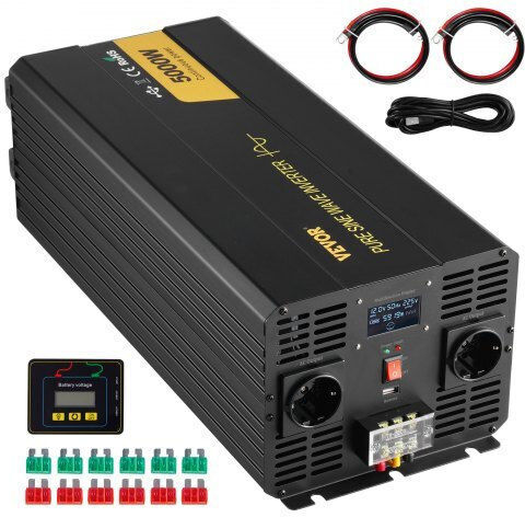 Vevor Inverter für Autos Reine Sinuswelle 5000W zur Umwandlung von 12V DC in 230V AC