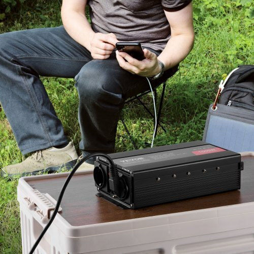 Vevor Inverter Αυτοκινήτου Τροποποιημένου Ημιτόνου 1500W για Μετατροπή 12V DC σε 230V AC