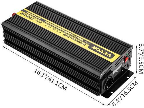 Vevor Car Inverter Pure Sinewave 2500W to Converter 12V DC in 230V AC
