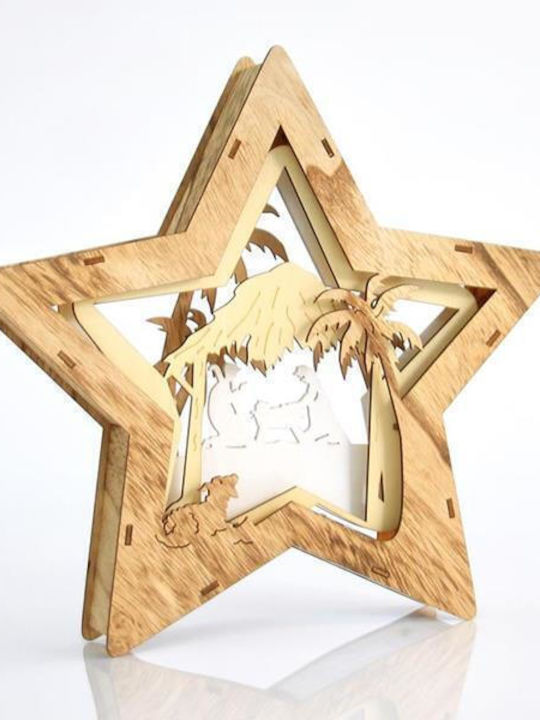 Eurolamp Wood Illuminated Christmas Decorative Tabletop Star 32x6x32.5cm 3pcs