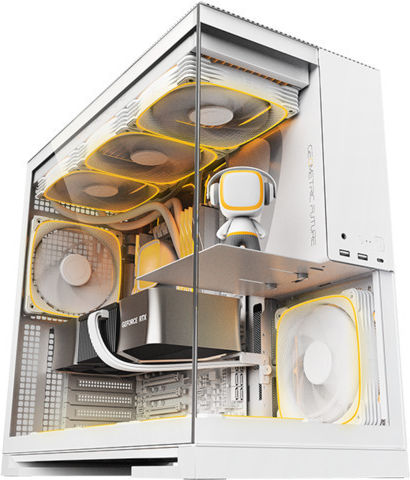 Geometric Future Model 5 Gaming Midi Tower Computer Case with Side Window White