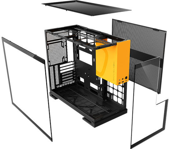 Geometric Future Model 5 Gaming Midi Tower Computer Case with Side Window Yellow