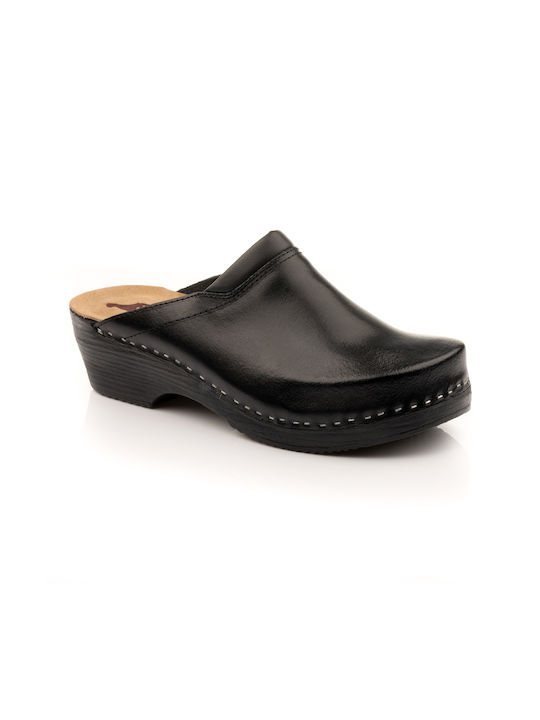 Boxer Men's Leather Anatomic Clogs Black