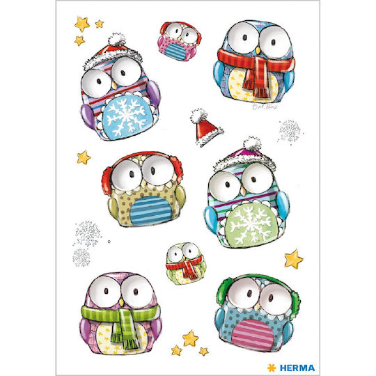 Herma Christmas Winter Owls