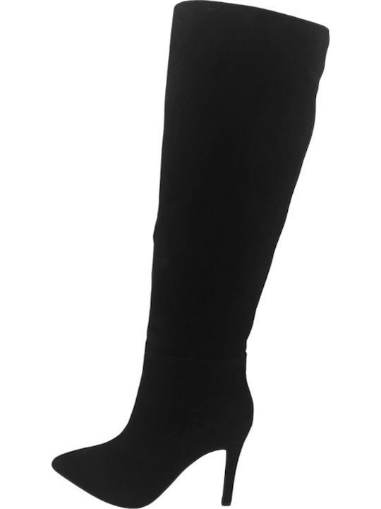 Suede High Heel Women's Boots Black