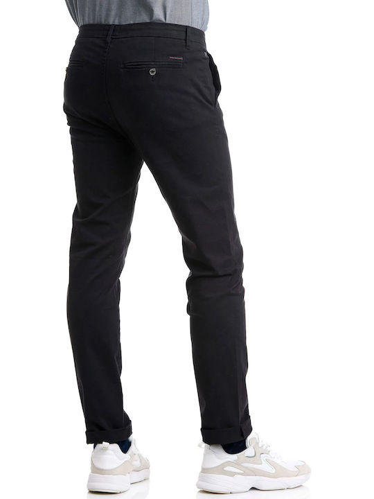 Funky Buddha Pantaloni Chino Elastic cu Croială Slim Negru