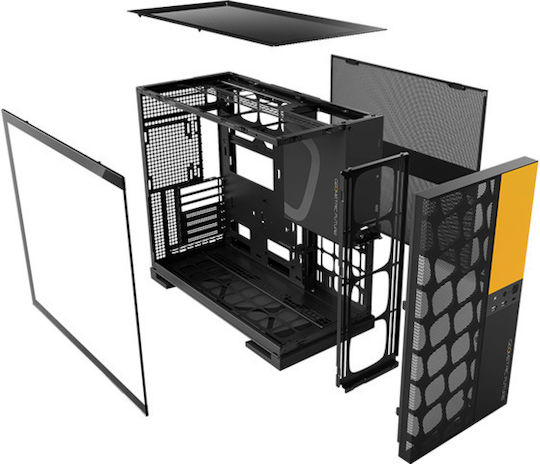 Geometric Future Model 5 Vent Gaming Midi Tower Κουτί Υπολογιστή με Πλαϊνό Παράθυρο Κίτρινο