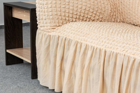 Elastic Cover for Corner Sofa Volant Cvr-cgv-ecru