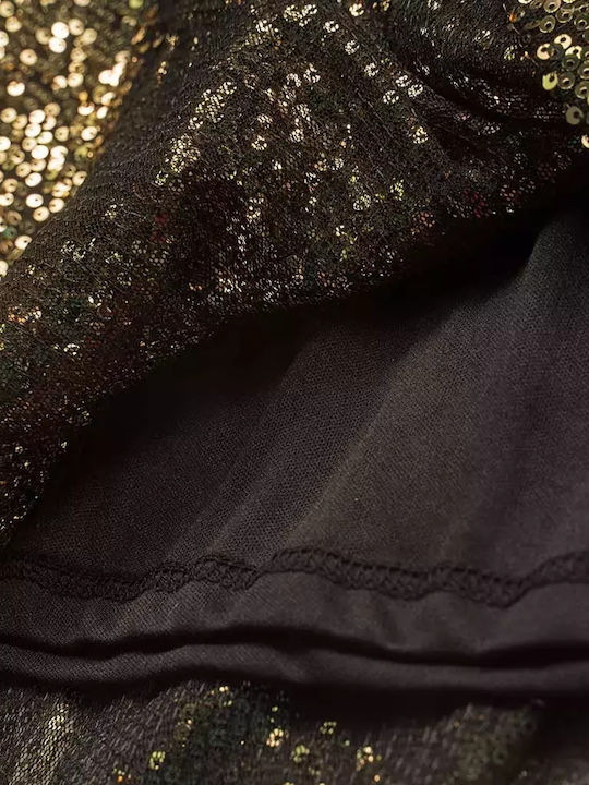 Children's Dress Long Sleeve with Sequins Gold