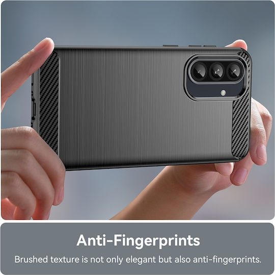 Techsuit Carbon Umschlag Rückseite Silikon Schwarz (Samsung Galaxy A36 5G - Techsuit)