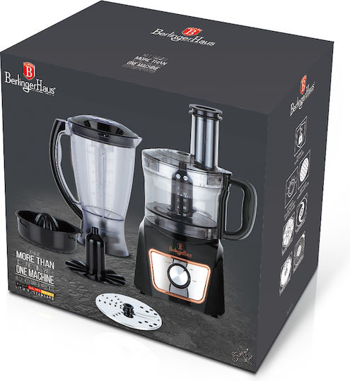 Berlinger Haus Multifunctional Food Processor 500W with Pot 1.5lt Black