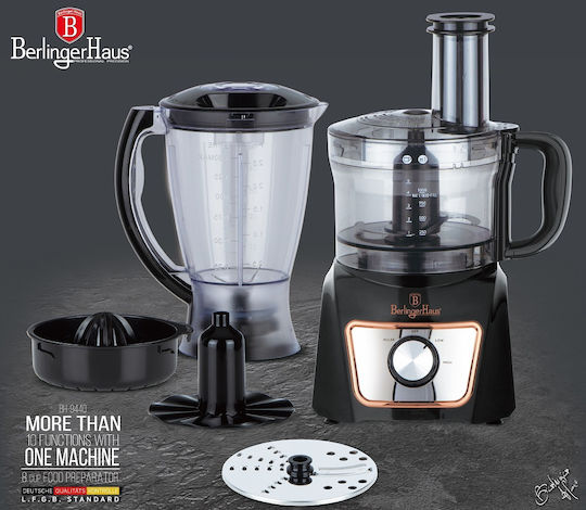 Berlinger Haus Multifunctional Food Processor 500W with Pot 1.5lt Black