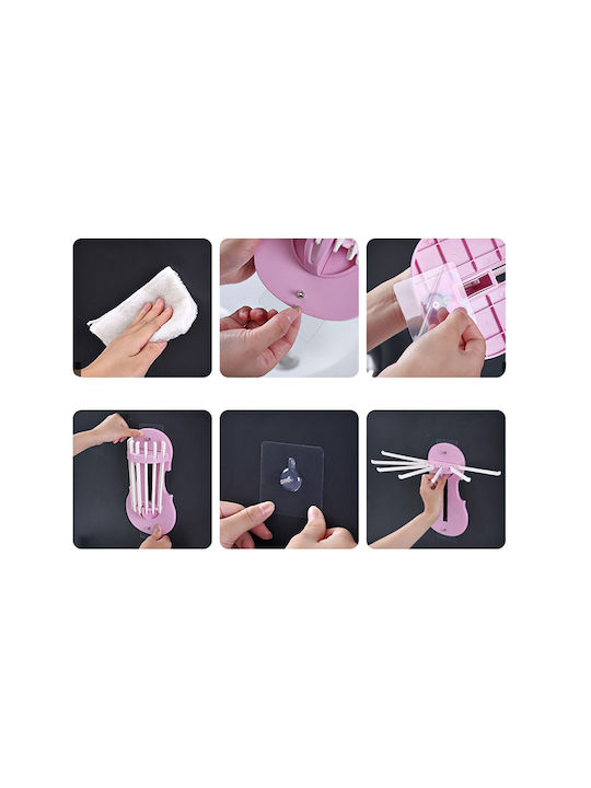 Multifunctional Storage Unit Zola Towels Kitchen Utensils Foldable Plastic 7 Arms Pink